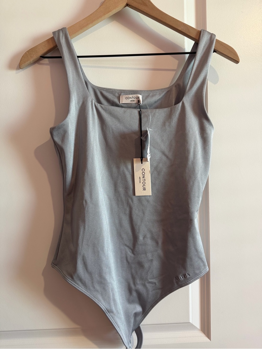 Aritzia Contour Square Neck Bodysuit in Light Gray